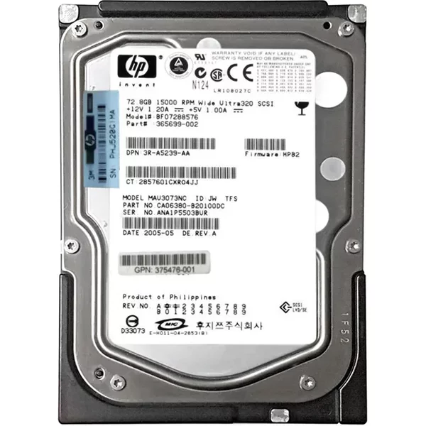 Fujitsu MAU3073NC | 73.5GB 15000RPM Ultra320 Scsi 80-Pin Hot-Pluggable 8MB Cache 3.5-Inch Hard Drive-image