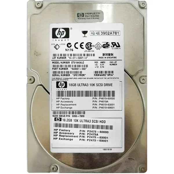 HP P2473-63001 | 18.2GB 10000RPM Ultra160 Scsi Hot Swappable LVD 80-Pin 3.5-Inch Hard Drive-image