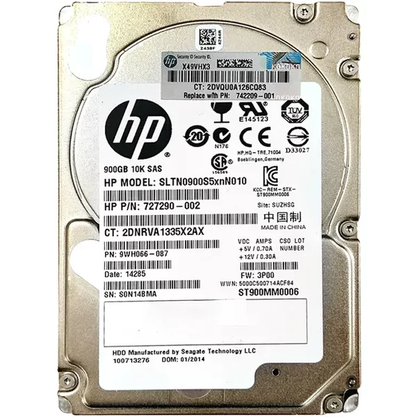 HP SLTN0900S5XNN010 | 900GB 10000RPM SAS 6Gb/S 64MB Cache SFF 2.5-Inch Hard Drive For Storeserv 7000 / 10000 Storage Server-image