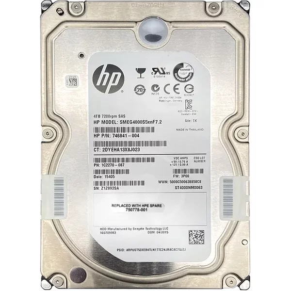 HP SMEG4000S5XNF7.2 | 4TB 7200RPM SAS 6Gb/S 128MB Cache Dual Port LFF 3.5-Inch Hard Drive For 3Par Storeserv 7000-image