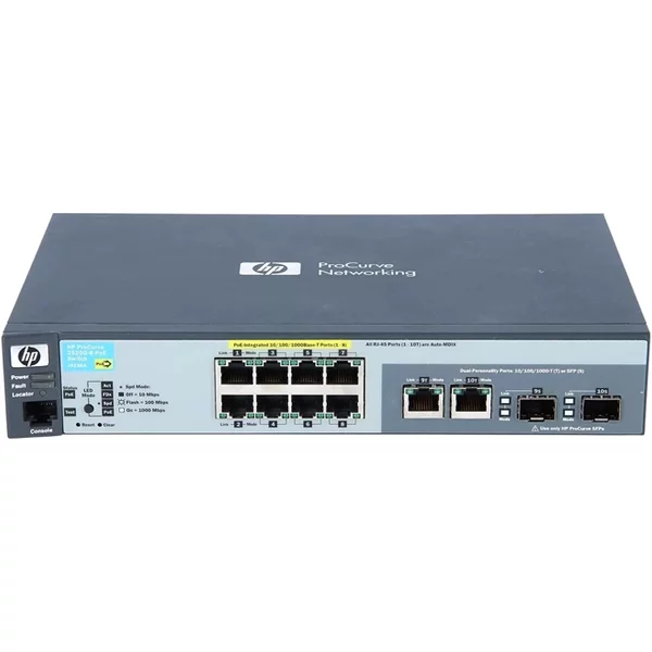 Hp J9298A | Procurve 2520 Series 2520-8G-Poe 8 X 10/100/1000Base-T RJ-45 Poe And 2 X 10/100/1000Base-T RJ45/SFP (Mini-Gbic) Ports Layer 2 Managed Gigabit Ethernet Network Switch-image
