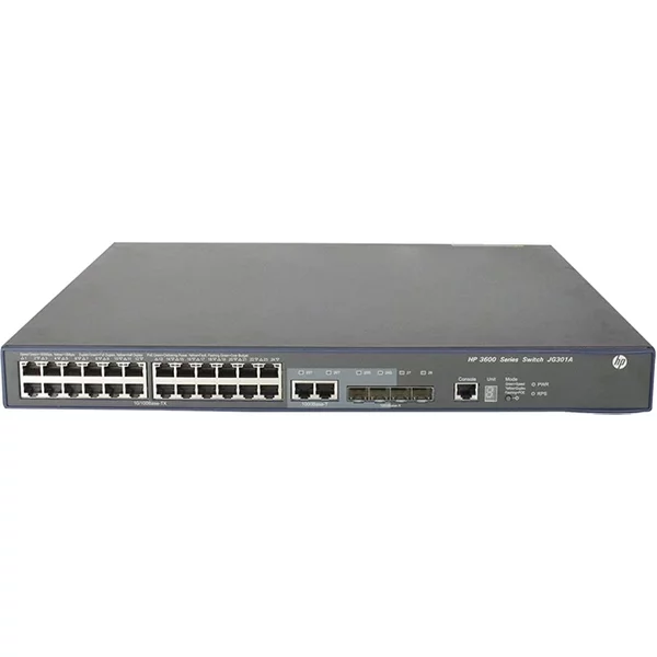Hp JG301A#ABA | Flexnetwork 3600 Ei Series 3600 24 Poe+ V2 24 X 10/100Base-Tx RJ-45 Poe+ And 4 X 1Gbe Sfp + 2 X Shared Ge RJ-45 Ports Layer 3 Managed Fast Ethernet Network Switch-image
