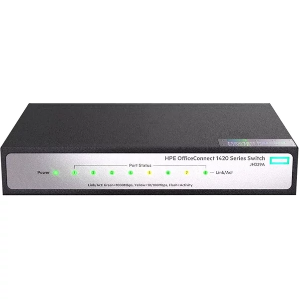 Hp JH329A#ABA | Officeconnect 1420 Series 1420-8G 8 X 10/100/1000Base-T RJ-45 Ports Layer 2 Unmanaged Gigabit Ethernet Network Switch-image