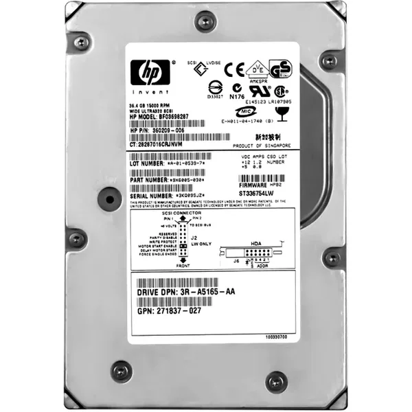 HP 271837-027 | 36GB 15000RPM Ultra-320 Scsi (Lvd) 68-Pin 3.5-Inch Hard Drive-image