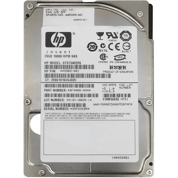 HP 445965-001 | 73GB 10000RPM SAS 3Gb/S 2.5-Inch Hard Drive-image
