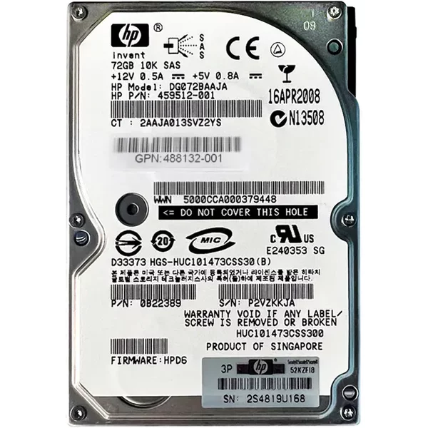 HP 488132-001 | 72GB 10000RPM SAS 3Gb/S Dual Port Hot Swappable 2.5-Inch Hard Drive-image