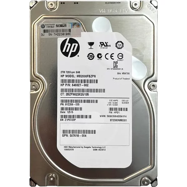 HP 649327-002 | 2TB 7200RPM SAS 6Gb/S Hot-Pluggable 3.5-Inch Midline Hard Drive For Proliant Servers-image