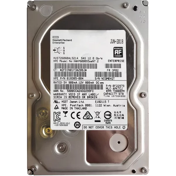 HP 818385-004 | 3PAR Storeserv M6720 6TB 7200PM SAS 6Gb/S Nearline LFF 3.5-Inch Hard Drive-image