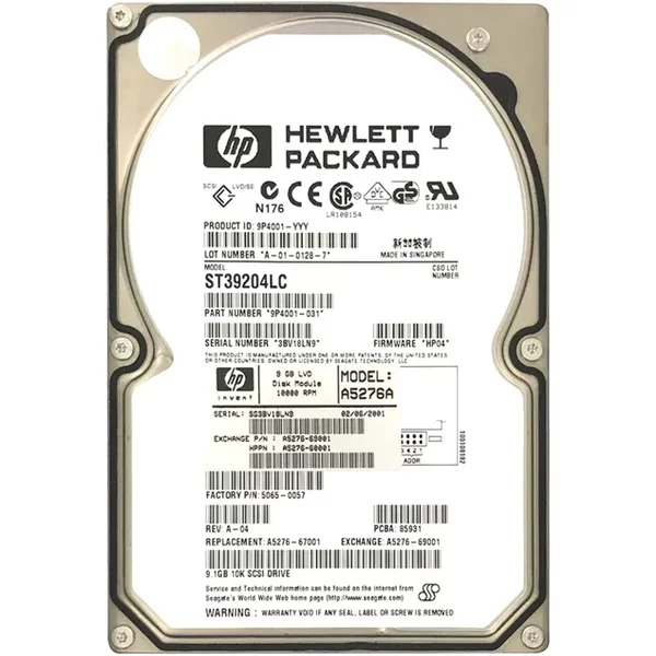 HP A5276-69001 | 9.1GB 10000RPM Ultra2 Scsi Hot Swappable (Lvd) 80-Pin 3.5-Inch Hard Drive-image