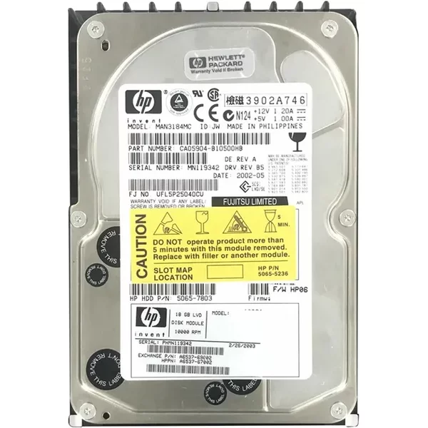 HP A6537-69002 | 18.2GB 10000RPM Ultra160 Scsi Hot Swappable LVD 80-Pin 3.5-Inch Hard Drive-image