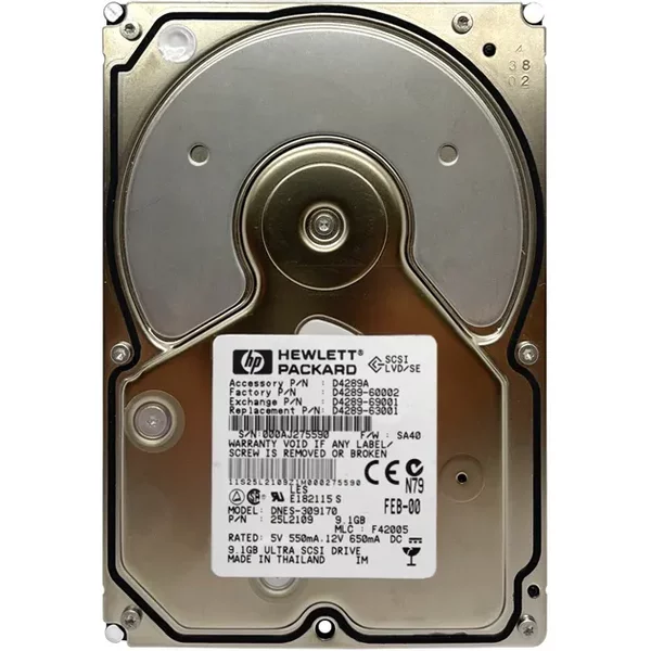 HP D4289-63001 | 9GB 7200RPM Ultra Wide Scsi 3.5-Inch 512KB Cache Hot Swap Hard Drive-image