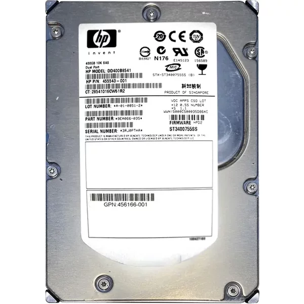 HP DD400B8541 | 400GB 10000RPM SAS 3Gb/S Hot Pluggable Dual Port LFF 3.5-Inch Hard Drive Storage Array D2600 Servers-image