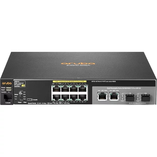 Hp JL070A | Aruba 2530 Series 2530-8-Poe+ 8 X RJ-45 Poe+ 10/100Base-Tx And 2 Combo Gigabit Sfp Ports Layer 2 Managed Fast Ethernet Network Switch-image