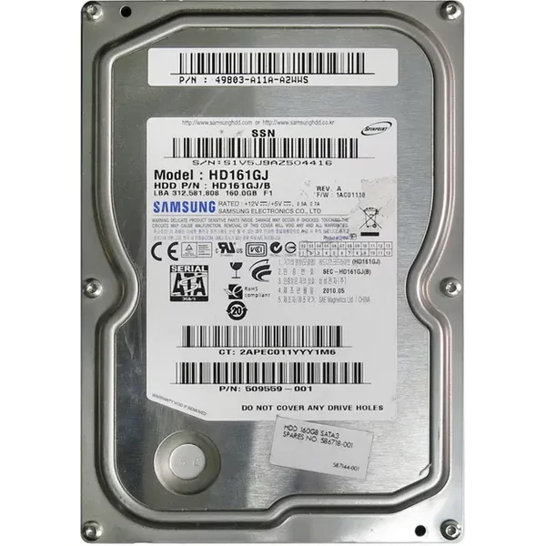 HP 509559-001 | 160GB 7200RPM Sata 3Gb/S 8MB Cache 3.5-Inch Hard Drive-image