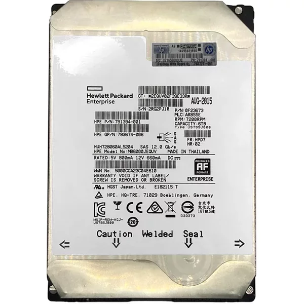 HP 791394-001 | 6TB 7200RPM SAS 12Gb/S Hot-Pluggable 3.5-Inch Midline Hard Drive For G10 Proliant Servers-image
