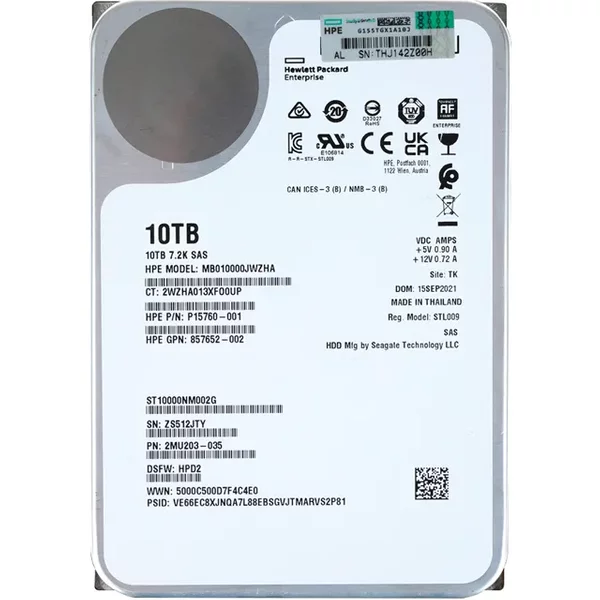 HP 857652-002 | Midline 10TB 7200RPM SAS 12Gb/S Hot Swappable 3.5-Inch Hard Drive-image