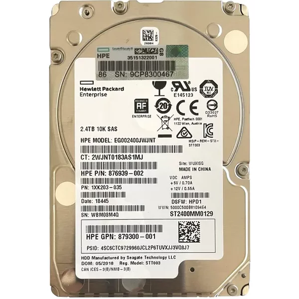 HP 879300-001 | 2.4TB 10000RPM SAS 12Gb/S Dual Port Hot Swap (512E) 2.5-Inch Internal Hard Drive With Smart Carrier-image