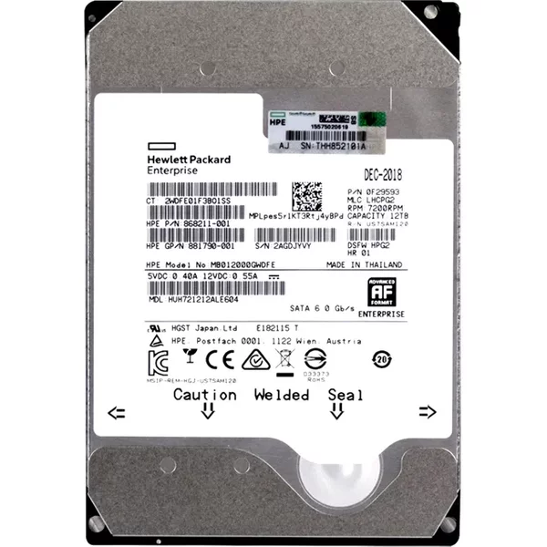 HP 881790-001 | 12TB 7200RPM Sata 6Gb/S 3.5-Inch Internal Hard Drive With Smart Carrier-image