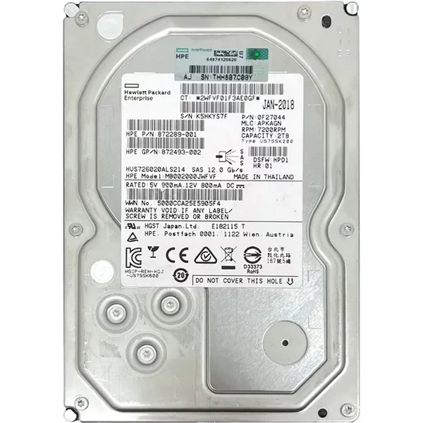 Hgst HUS726020ALS214 | Ultrastar 7K6000 Series 2TB 7200RPM SAS 12Gb/S 128MB Cache 512N (Secure Erase) 3.5-Inch Hard Drive-image
