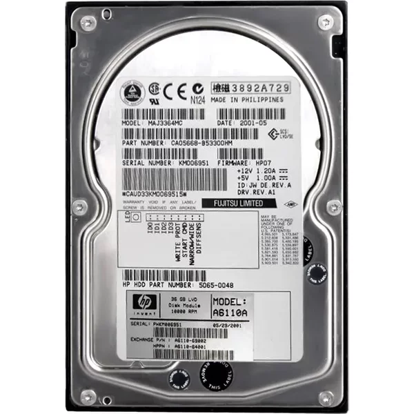 Fujitsu MAJ3364MC | 36.4GB 10000RPM Ultra160 Scsi 80-Pin 4MB Cache 3.5-Inch Hard Drive-image