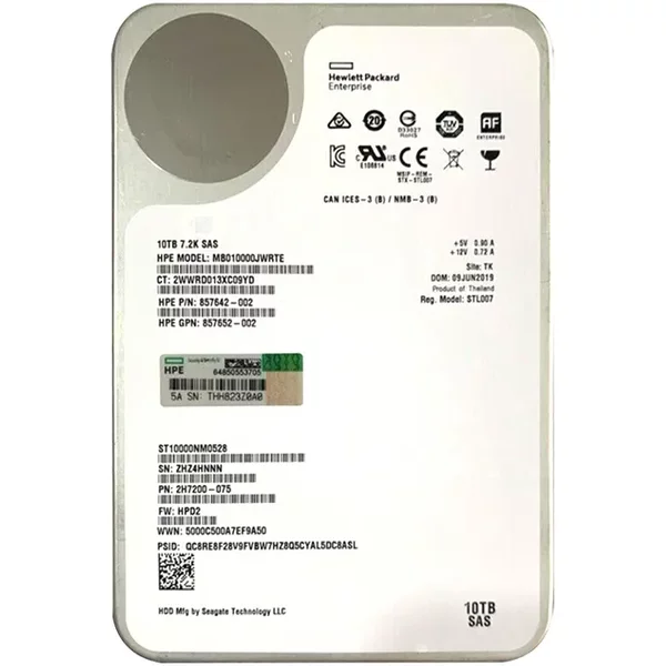HP MB010000JWRTE | 10TB 7200RPM SAS 12GB/s Hot-Pluggable 3.5-Inch LPc Hard Drive for ProLiant Gen10/Gen10+/Gen11 Servers