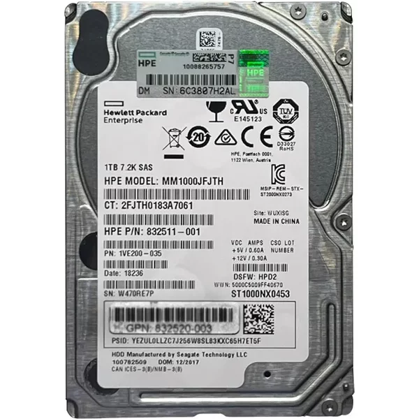 HP MM1000JFJTH | 1TB 7200RPM SAS 12Gb/S Hot-Swappable 512N 2.5-Inch Midline Hard Drive For G10 Proliant Servers-image