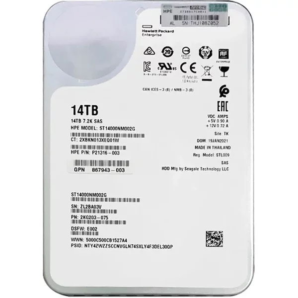 HP P21316-003 | 14TB 7200RPM 12Gb/S SAS 3.5-Inch Hard Drive-image