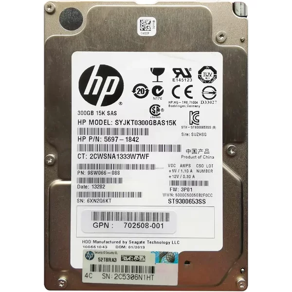 HP SYJKT0300GBAS15K | 300GB 15000RPM SAS 6Gb/S SFF Hot-Pluggable 2.5-Inch Hard Drive For 3PAR Storeserv 7200-image