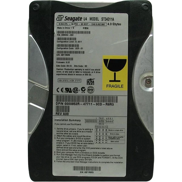 Dell 0000852R | 4.3GB 5400RPM IDE Ultra ATA/66 (ATA-5) 256KB Cache 3.5-Inch Hard Drive-image