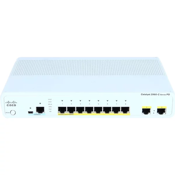 Cisco WS-C2960CPD-8PT-L | Catalyst 2960C Series 2960CPD-8PT-L 8 X 10/100Base-Tx RJ-45 Poe And 2 X 1G RJ-45 Poe+ Uplink Ports Layer 2 Managed Fast Ethernet Network Switch-image