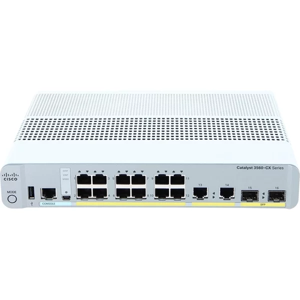 Cisco WS-C3560CX-12PCS= | Catalyst 3560-CX Series C3560CX-12PC 12 X Ports Poe 10/100/1000Base-T + 2 X Ge Uplinks Ports + 2 X Sfp Ports Layer 3 Managed Rack-Mountable Gigabit Ethernet Network Switch-image