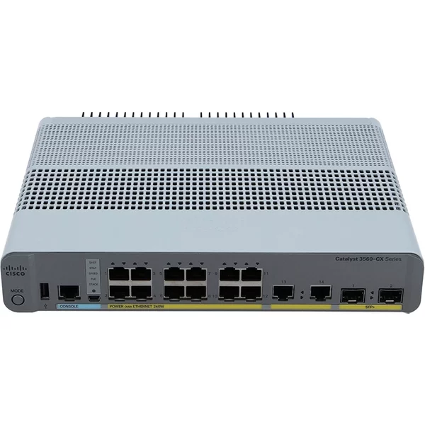 Cisco WS-C3560CX-12PD | Catalyst 3560-CX Series C3560CX-12PD 12 X RJ-45 Ports Poe+ 10/100/1000Base-T + 2 X Ge RJ-45 Ports + 2 X Sfp+ Ports Layer 3 Managed Rack-Mountable Gigabit Ethernet Network Switch-image