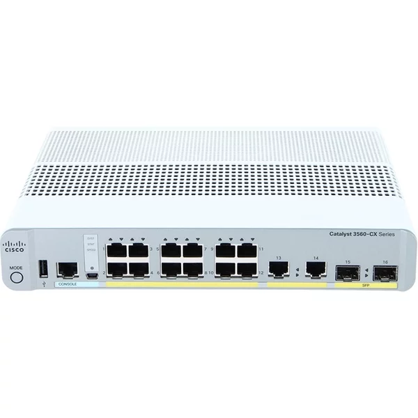 Cisco WS-C3560CX-12TCS-RF | Catalyst 3560-CX Series C3560CX-12TC 12 X RJ-45 Ports 10/100/1000Base-T + 2 X Ge Uplink Ports + 2 X Sfp Ports Layer 3 Managed Rack-Mountable Gigabit Ethernet Network Switch-image