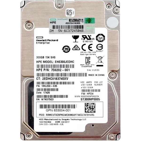 HP EH0300JEDHC | 300GB 15000RPM SAS 12Gb/S Hot-Pluggable SFF 2.5-Inch Hard Drive For Proliant Gen10/Gen10+/Gen11 Servers-image