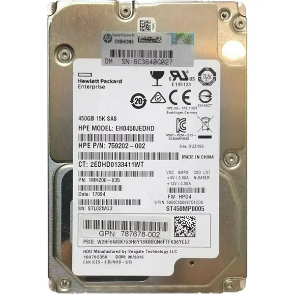 HP EH0450JEDHD | 450GB 15000RPM SAS 12Gb/S Hot-Pluggable SFF 2.5-Inch Hard Drive For Proliant Gen10/Gen10+/Gen11 Servers-image