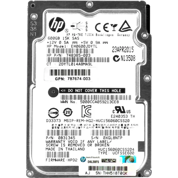 HP EH0600JDYTL | 600GB 15000RPM SAS 12Gb/S Hot-Pluggable SFF 2.5-Inch Hard Drive For Gen8/9 Proliant Server/Storage Array-image