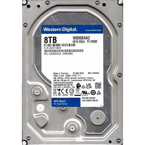 Western Digital WD80EAAZ | Blue 8TB 3.5-inch 6GB/s SATA 5640RPM 256MB Cache Desktop Hard Drive