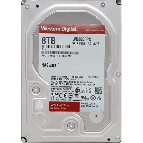 Western Digital WD80EFPX | Red Plus Air 8TB 3.5-inch 6GB/s SATA 5640RPM 256MB Cache NAS Hard Drive