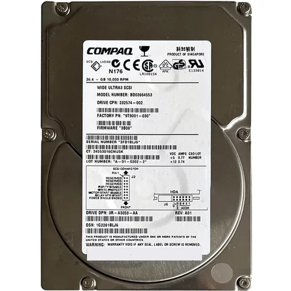 HP BD036645533 | 36GB 10000RPM Ultra 160 Scsi 3.5-Inch 16MB Cache Hot Swap Hard Drive-image