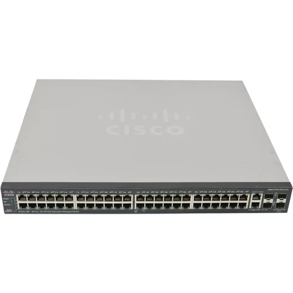 Cisco SF500-48P-K9-NA | Small Business 500 Series 48 X RJ-45 Ports Poe 10/100Base-Tx + 2 X Combo Gigabit Sfp Ports + 2 X Sfp Ports Layer 3 Managed Rack-Mountable Stackable Fast Ethernet Network Switch-image