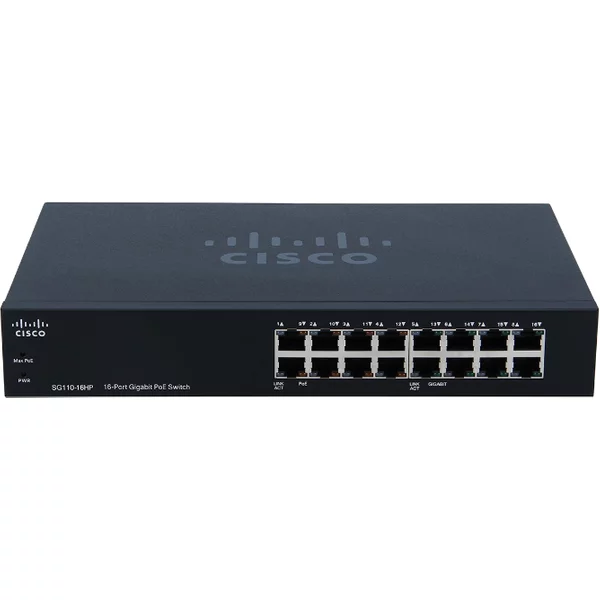 Cisco SG110-16HP | Small Business 110 Series SG110-16HP 16 X Ports Poe 10/100/1000Base-T Unmanaged Gigabit Ethernet Network Switch-image