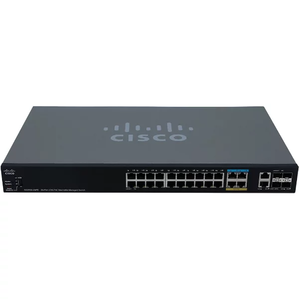 Cisco SG350X-24PD-K9-RF | Small Business SG350X-24MP Poe+ 20 X RJ-45 Ports 10/100/1000Base-T + 4 X RJ-45 2.5Gbase-T Ports + 4 X Sfp+ Ports + 2 X RJ-45 10Gbase-T Ports Layer 3 Managed Rack-Mountable Gigabit Ethernet Network Switch-image