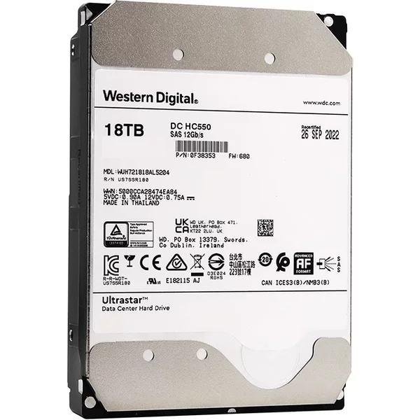 Western Digital 0F38353 | Ultrastar DC HC550 18TB 3.5-Inch 12Gb/S SAS 7200RPM 512MB Cache 512E/4Kn SE Data Center Hard Drive-image