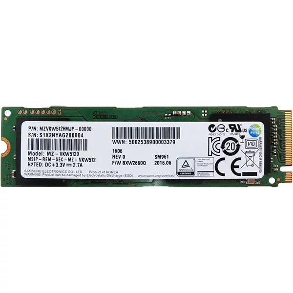 Samsung MZ-VKW5120 | SM961 Series 512GB Multi-Level-Cell Pci Express Nvme 3.0 X4 M.2 2280 Solid State Drive-image