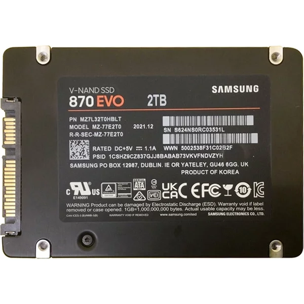 Samsung MZ-77E2T0B | 870 Evo Series 2TB 2.5-Inch 6Gb/S Sata 2GB Cache V-NAND 3Bit Mlc Solid State Drive-image
