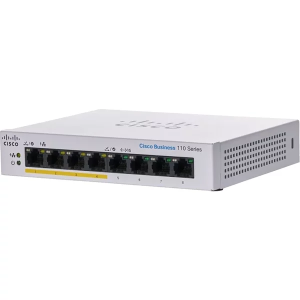Cisco CBS110-8PP-D= | Small Business 110 Series CBS110-8PP 4 X Ports Poe 10/100/1000Base-T + 4 X Ports 1000Base-T Layer 2 Unmanaged Desktop Gigabit Ethernet Network Switch-image