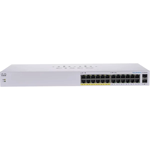 Cisco CBS110-24PP-NA | Business 110 Series CBS110-24PP 10 X Ports 10/100/1000Base-T + 12 X Ports Poe 10/100/1000Base-T + 2 X Sfp Ports Layer 2 Unmanaged Rack-Mountable Gigabit Ethernet Network Switch-image