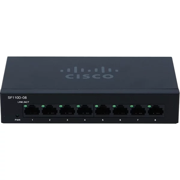 Cisco SF110D-08 | Small Business Poe RJ-45 8-Port X 10/100Base-Tx Unmanaged Wall-Mountable Fast Ethernet Desktop Switch-image