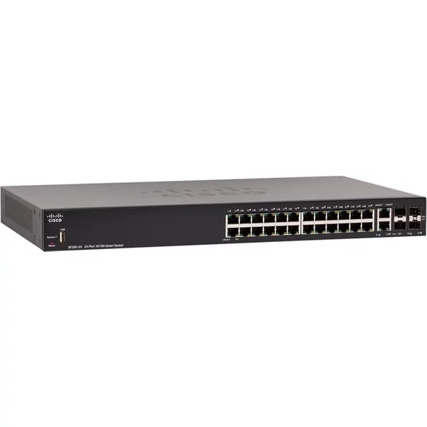 Cisco SF250-24-K9= | Small Business 250 Series SF250-24 24 X RJ-45 Ports 10/100Base-Tx + 2 X Combo RJ-45/SFP Ports + 2 X Sfp Ports Layer 2 Managed Rack-Mountable Fast Ethernet Network Switch-image