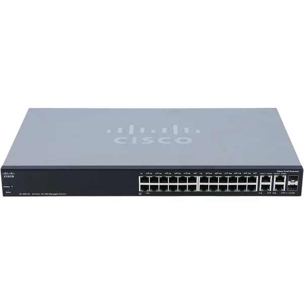 Cisco SF300-24 | Small Business 300 Series 24 X RJ-45 Ports 10/100Base-Tx + 2 X Ge RJ-45 Ports + 2 X Combo Gigabit Sfp Mini-Gbic Ports Layer 3 Managed Rack-Mountable Fast Ethernet Network Switch-image